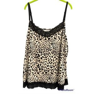 Cato Leopard Print Cami with Lace, Sz 26/28